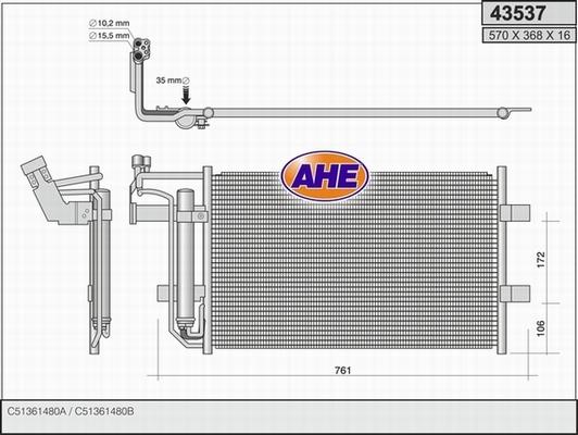 AHE 43537 - Condensatore, Climatizzatore www.autoricambi360.it