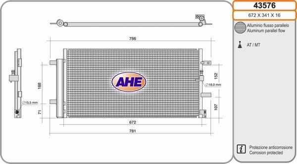 AHE 43576 - Condensatore, Climatizzatore www.autoricambi360.it