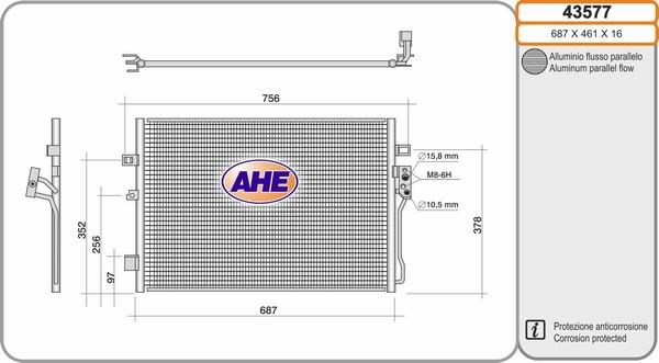 AHE 43577 - Condensatore, Climatizzatore www.autoricambi360.it