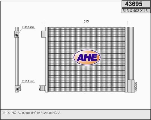 AHE 43695 - Condensatore, Climatizzatore www.autoricambi360.it