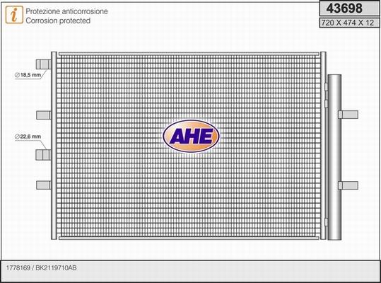 AHE 43698 - Condensatore, Climatizzatore www.autoricambi360.it