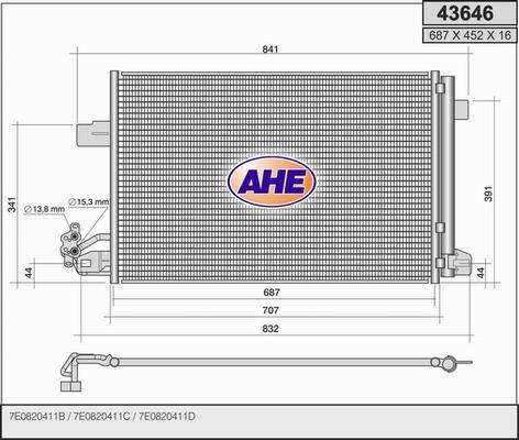 AHE 43646 - Condensatore, Climatizzatore www.autoricambi360.it