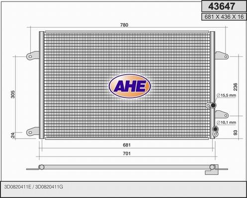 AHE 43647 - Condensatore, Climatizzatore www.autoricambi360.it
