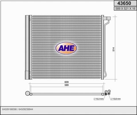 AHE 43650 - Condensatore, Climatizzatore www.autoricambi360.it
