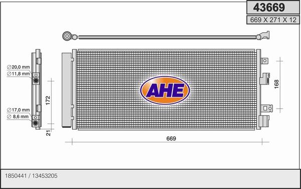 AHE 43669 - Condensatore, Climatizzatore www.autoricambi360.it