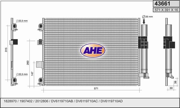 AHE 43661 - Condensatore, Climatizzatore www.autoricambi360.it