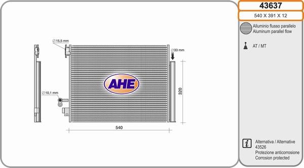 AHE 43637 - Condensatore, Climatizzatore www.autoricambi360.it