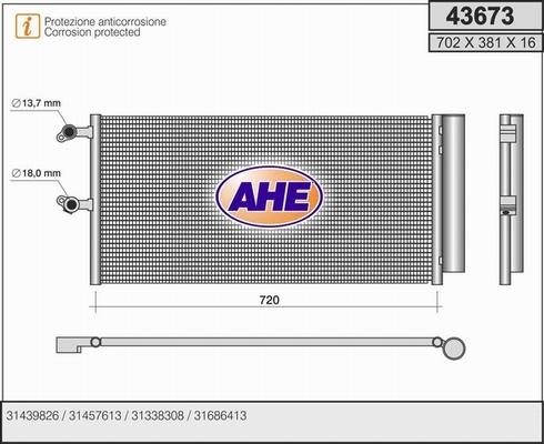 AHE 43673 - Condensatore, Climatizzatore www.autoricambi360.it