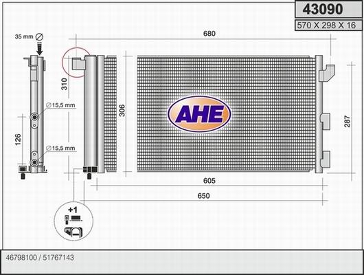 AHE 43090 - Condensatore, Climatizzatore www.autoricambi360.it