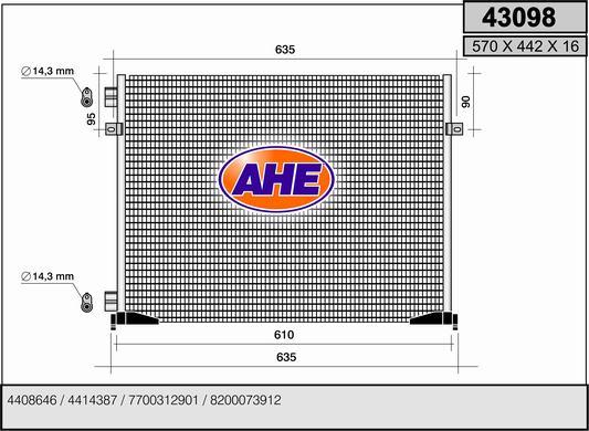 AHE 43098 - Condensatore, Climatizzatore www.autoricambi360.it