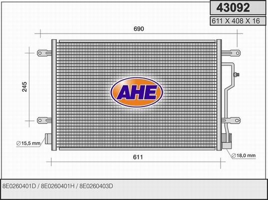 AHE 43092 - Condensatore, Climatizzatore www.autoricambi360.it