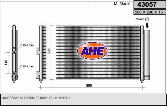 AHE 43057 - Condensatore, Climatizzatore www.autoricambi360.it