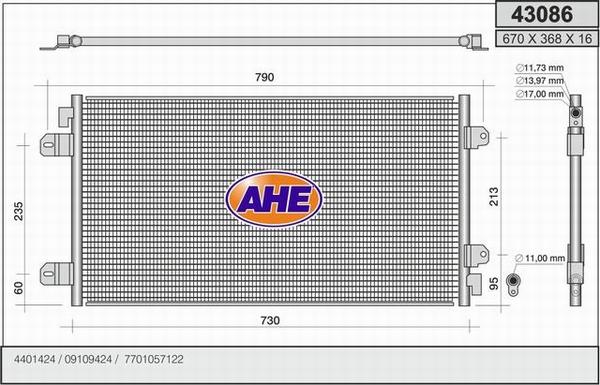 AHE 43086 - Condensatore, Climatizzatore www.autoricambi360.it