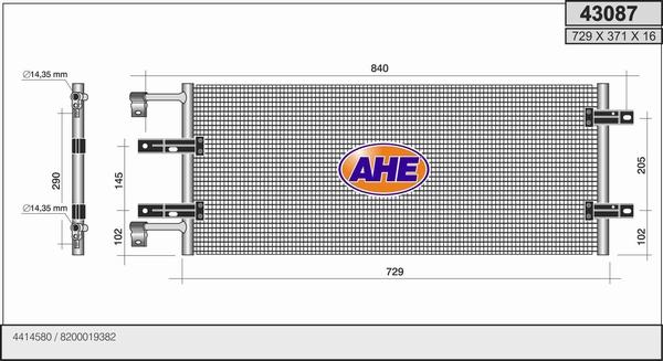 AHE 43087 - Condensatore, Climatizzatore www.autoricambi360.it