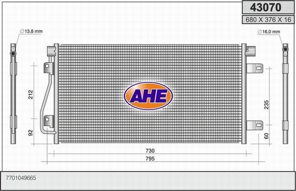AHE 43070 - Condensatore, Climatizzatore www.autoricambi360.it