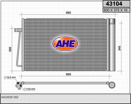 AHE 43104 - Condensatore, Climatizzatore www.autoricambi360.it