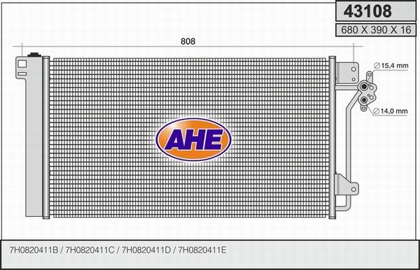 AHE 43108 - Condensatore, Climatizzatore www.autoricambi360.it