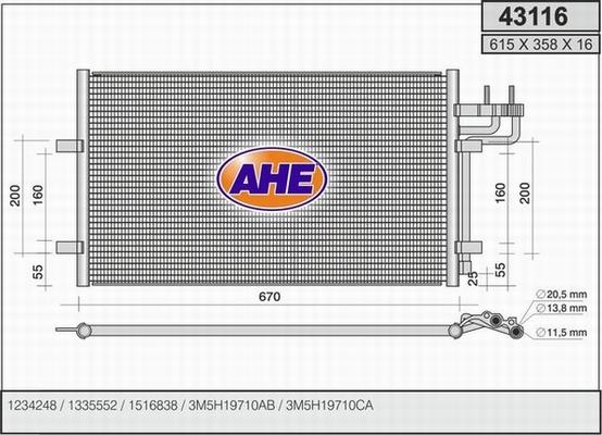 AHE 43116 - Condensatore, Climatizzatore www.autoricambi360.it