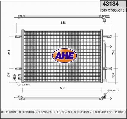 AHE 43184 - Condensatore, Climatizzatore www.autoricambi360.it