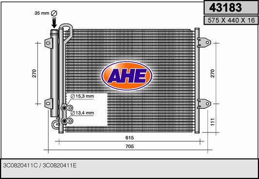 AHE 43183 - Condensatore, Climatizzatore www.autoricambi360.it