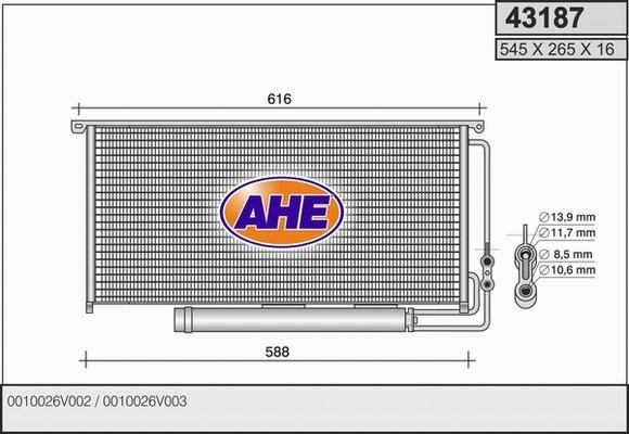 AHE 43187 - Condensatore, Climatizzatore www.autoricambi360.it
