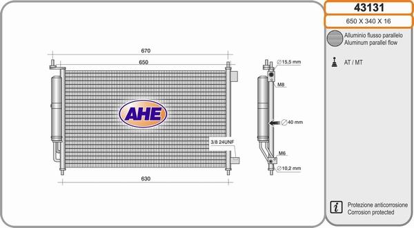 AHE 43131 - Condensatore, Climatizzatore www.autoricambi360.it