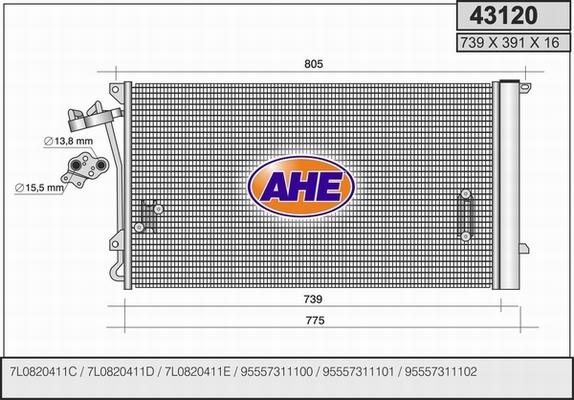AHE 43120 - Condensatore, Climatizzatore www.autoricambi360.it