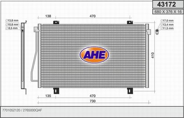AHE 43172 - Condensatore, Climatizzatore www.autoricambi360.it