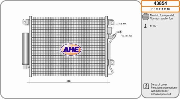 AHE 43854 - Condensatore, Climatizzatore www.autoricambi360.it