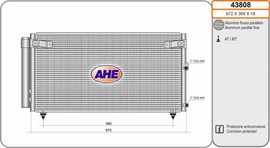 AHE 43808 - Condensatore, Climatizzatore www.autoricambi360.it