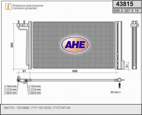 AHE 43815 - Condensatore, Climatizzatore www.autoricambi360.it