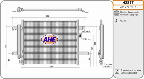 AHE 43817 - Condensatore, Climatizzatore www.autoricambi360.it