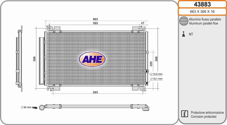 AHE 43883 - Condensatore, Climatizzatore www.autoricambi360.it