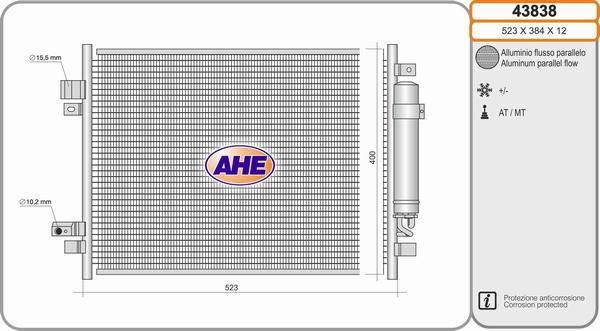 AHE 43838 - Condensatore, Climatizzatore www.autoricambi360.it