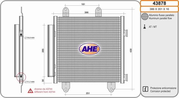 AHE 43878 - Condensatore, Climatizzatore www.autoricambi360.it