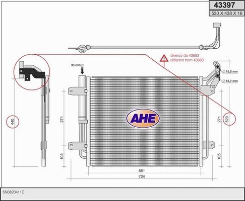 AHE 43397 - Condensatore, Climatizzatore www.autoricambi360.it