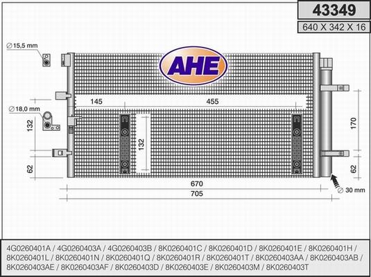 AHE 43349 - Condensatore, Climatizzatore www.autoricambi360.it