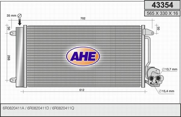 AHE 43354 - Condensatore, Climatizzatore www.autoricambi360.it
