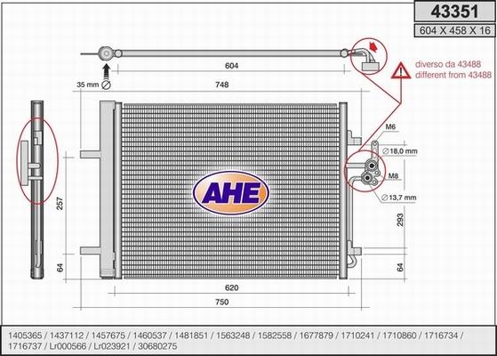 AHE 43351 - Condensatore, Climatizzatore www.autoricambi360.it