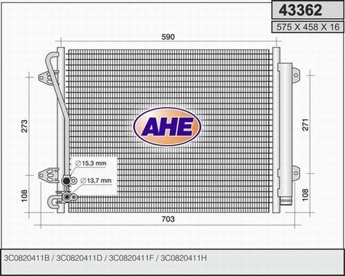 AHE 43362 - Condensatore, Climatizzatore www.autoricambi360.it