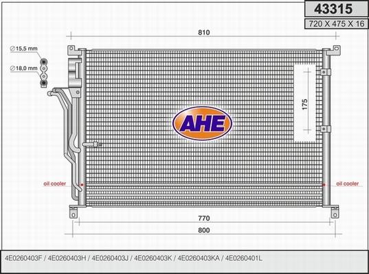 AHE 43315 - Condensatore, Climatizzatore www.autoricambi360.it