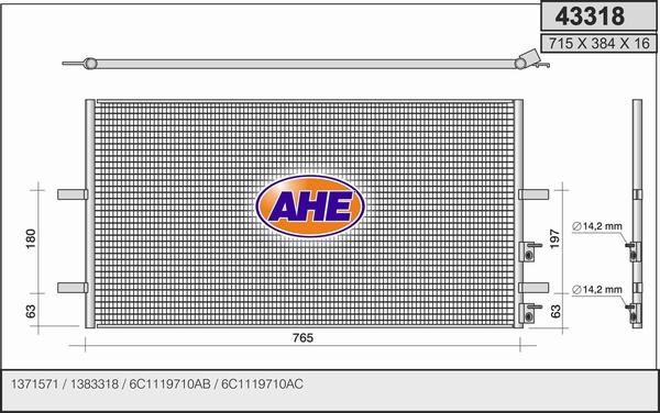 AHE 43318 - Condensatore, Climatizzatore www.autoricambi360.it