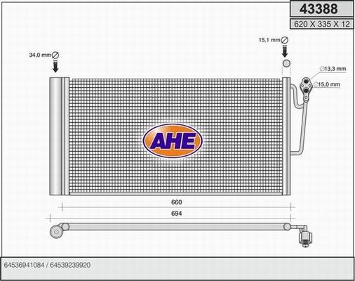 AHE 43388 - Condensatore, Climatizzatore www.autoricambi360.it