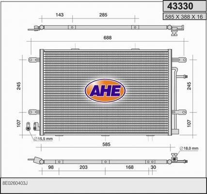 AHE 43330 - Condensatore, Climatizzatore www.autoricambi360.it