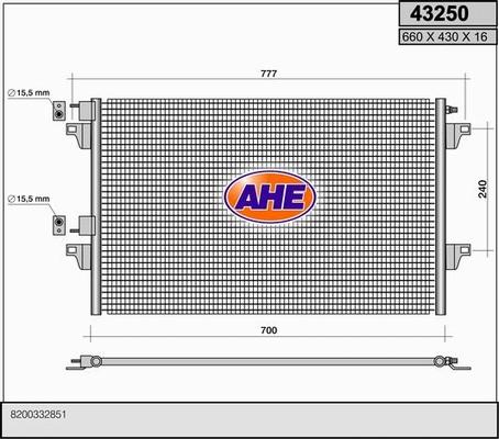 AHE 43250 - Condensatore, Climatizzatore www.autoricambi360.it