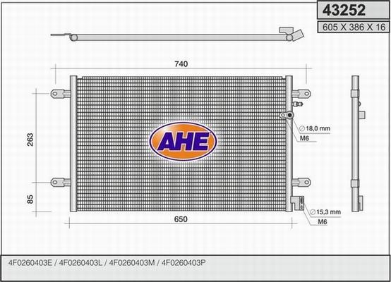 AHE 43252 - Condensatore, Climatizzatore www.autoricambi360.it