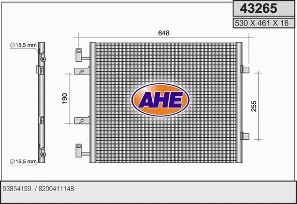 AHE 43265 - Condensatore, Climatizzatore www.autoricambi360.it