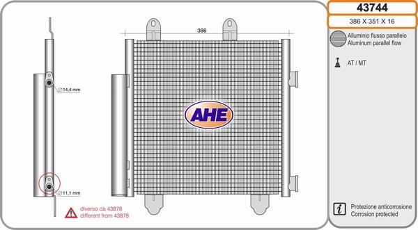 AHE 43744 - Condensatore, Climatizzatore www.autoricambi360.it