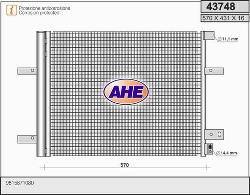 AHE 43748 - Condensatore, Climatizzatore www.autoricambi360.it