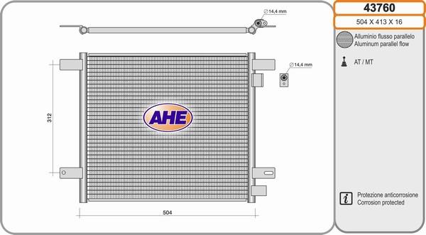 AHE 43760 - Condensatore, Climatizzatore www.autoricambi360.it